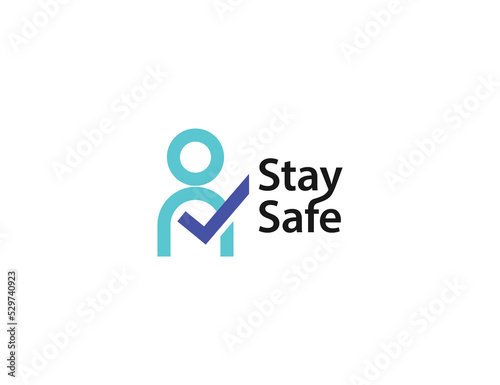 Safe person logo with check mark symbol illustration