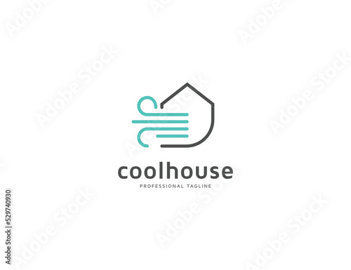 Cool house logo with air wind illustration