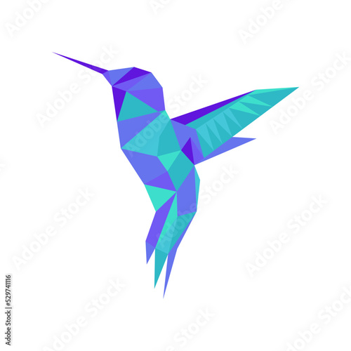Polygonal hummingbird logo vector illustration