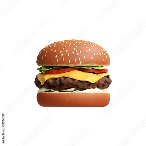 3d rendered burger object illustration with transparent Background