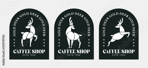 Cafe Shop Logo Template with Deer Illustration