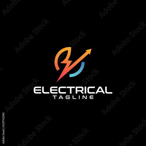 modern electrical logo icon vector isolated with lightning or thunder symbol illustration