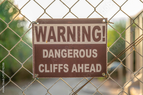 La Jolla, California- Warning Dangerous Cliffs Ahead signage