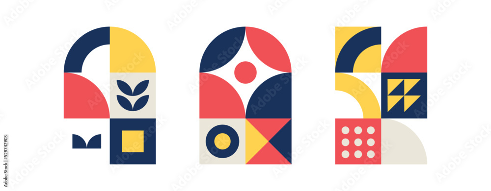 set of flat geometric illustration