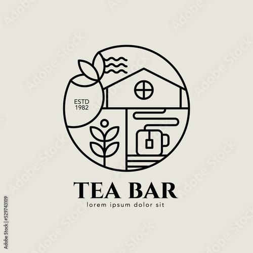 Minimalist Line Art Tea House Logo Template