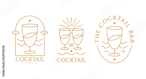 set of cocktail bar logo template