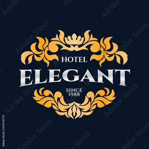 Elegant Hotel Logo Template with Floral Illustration