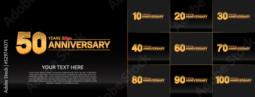 set of anniversary golden color can be use for celebration moment