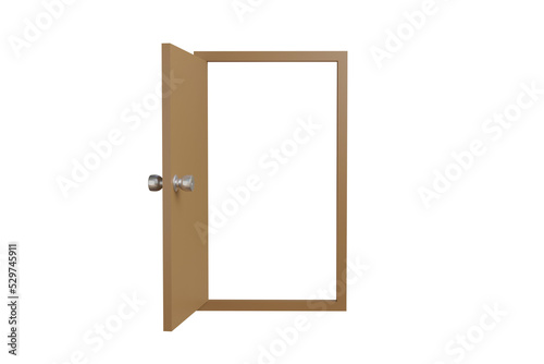 3D Rendering open door isolated