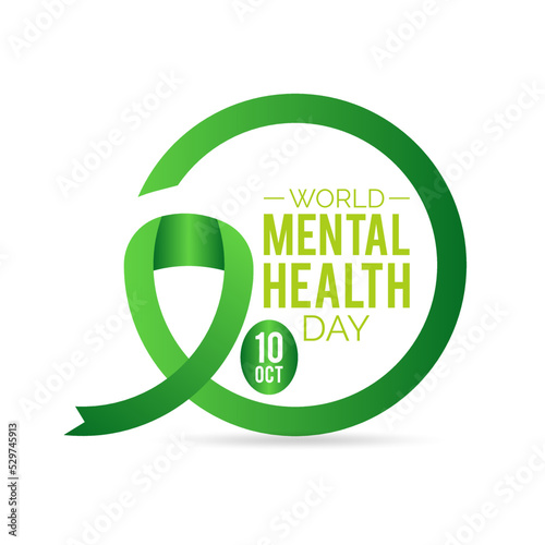 Vector Illustration on the theme World Mental Health.  World Mental Health Day is as celebrated  an international day for global mental health education.  