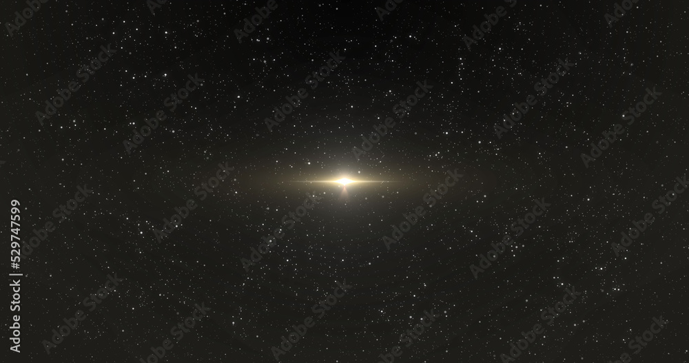 Naklejka premium Image of glowing yellow light moving over stars in background