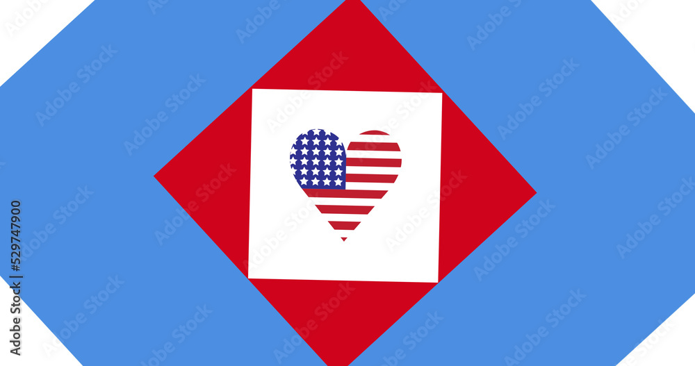 Image of heart red, white and blue american flag colours Image of heart red, white and blue american flag colours