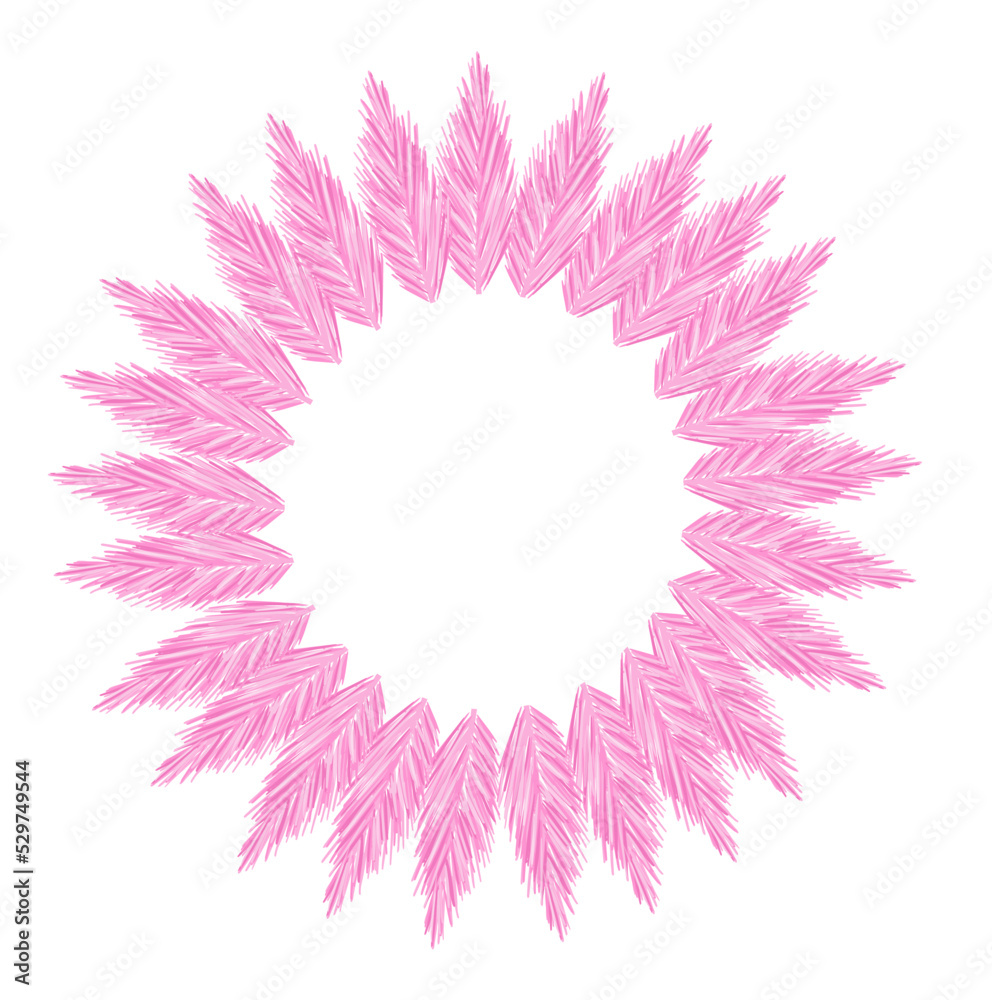 Circle frame with pink flamingo feathers isolated on white background Circle frame with pink flamingo feathers isolated on white background
