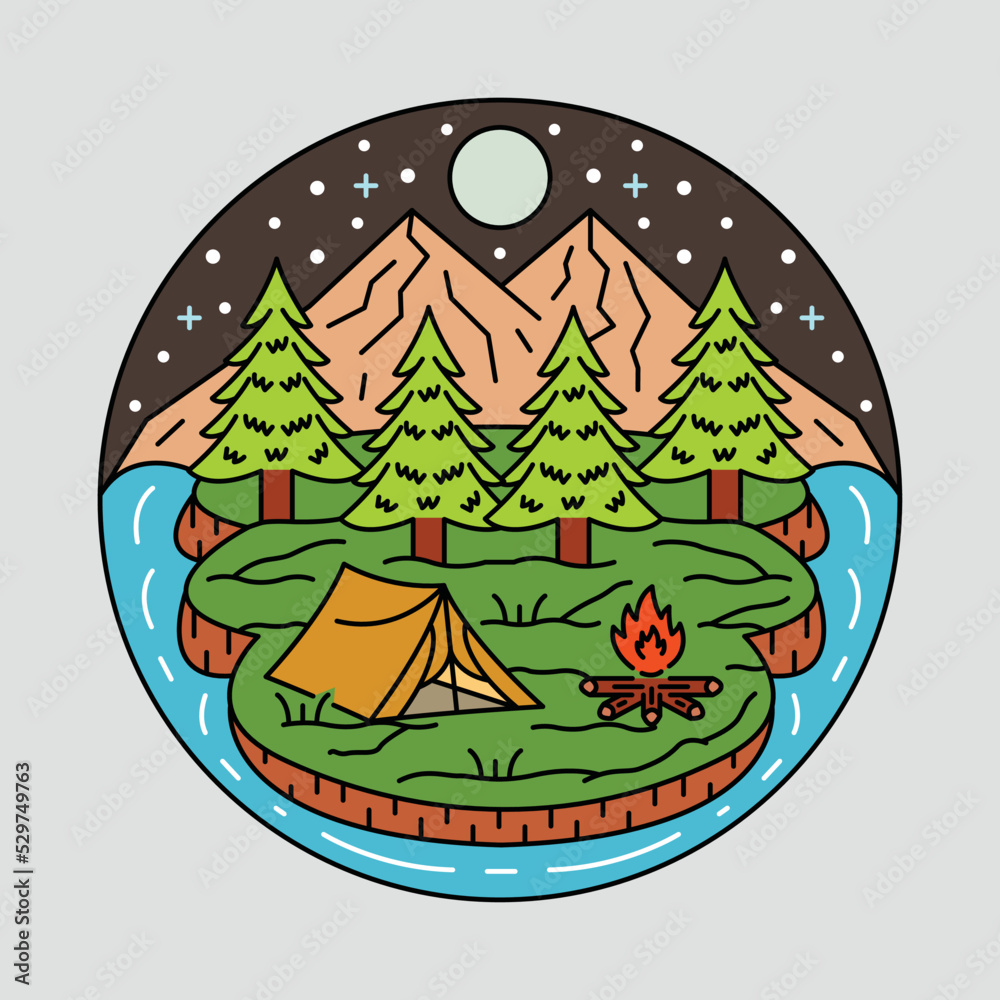 Camping in the beauty night and nature graphic illustration vector art t-shirt design Camping in the beauty night and nature graphic illustration vector art t-shirt design