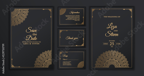 Set collection luxury wedding invitation card template