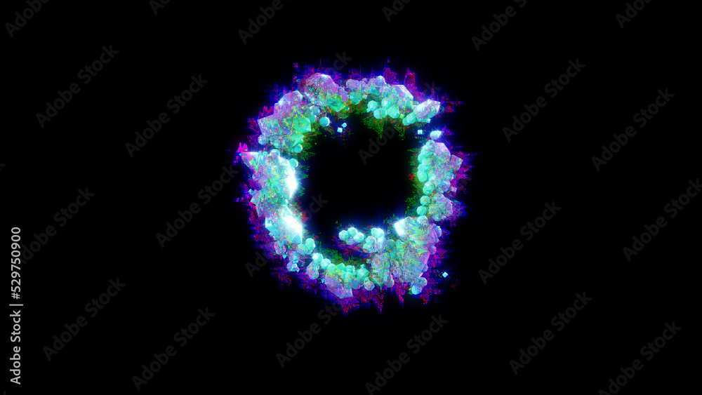 abstract distorted font - blue letter Q on black backdrop, isolated - object 3D illustration abstract distorted font - blue letter Q on black backdrop, isolated - object 3D illustration