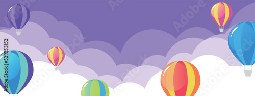 気球と空のバナー　パープル