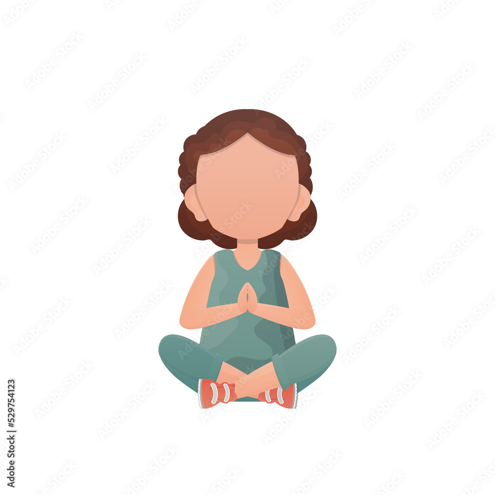 Little girl sits in the lotus position. Little girl sits in the lotus position.