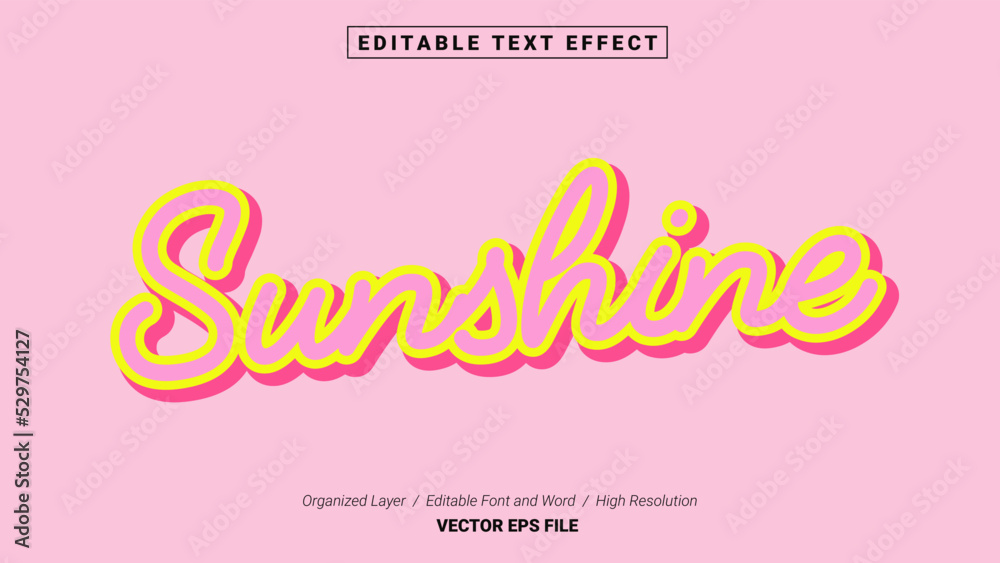 Editable Sunshine Font Design. Alphabet Typography Template Text Effect. Lettering Vector Illustration for Product Brand and Business Logo.
