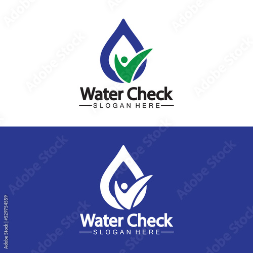 water drop check logo vector icon illustration
