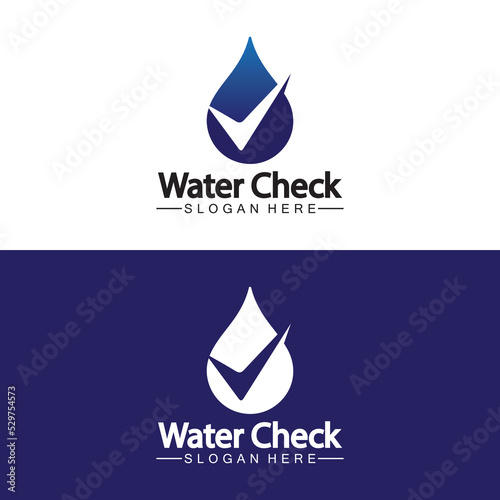 water drop check logo vector icon illustration