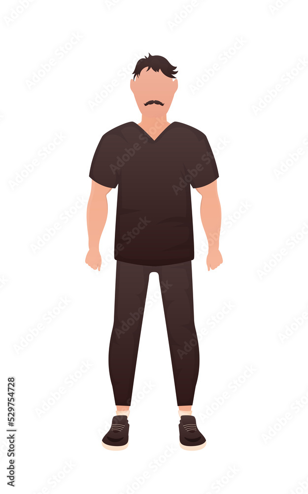 The guy of an athletic build is standing. Cartoon style. The guy of an athletic build is standing. Cartoon style.