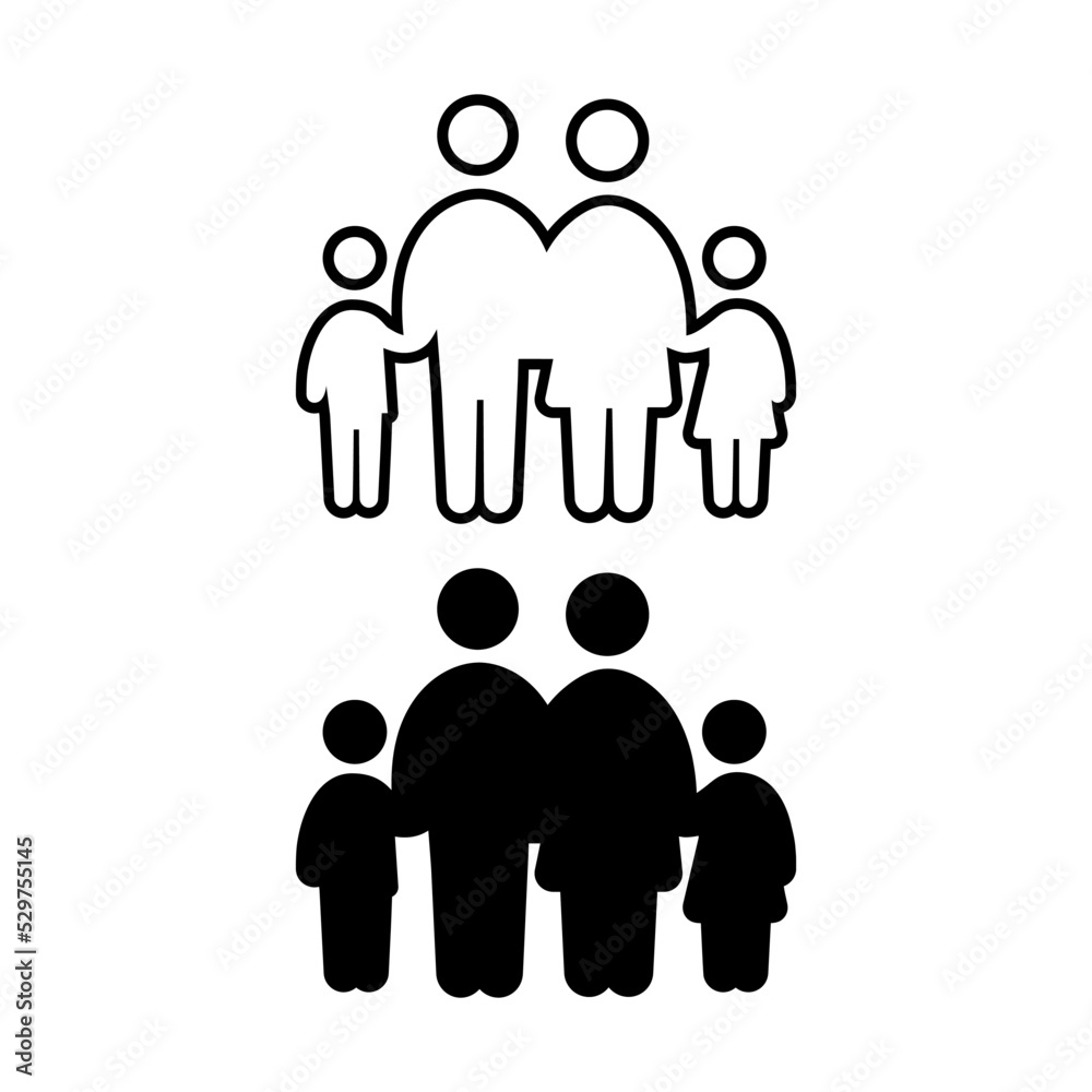 Family, parents and child, linear icon. Line Black and White Vector Graphic Family, parents and child, linear icon. Line Black and White Vector Graphic