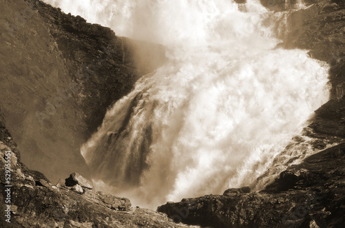 Kjosfossen Waterfall along Flamsbana, The Flam Railway, Norway photo