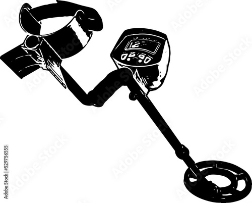 Metal detector Vectors & Illustrations , Outline sketch drawing of Metal Detector
