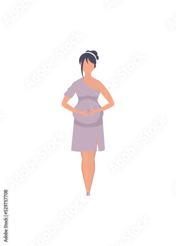 Full length pregnant woman. Happy pregnancy.   Flat  .