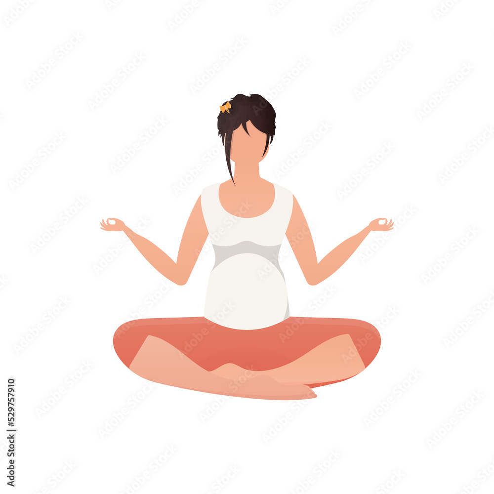 A woman sits in the lotus position. A woman sits in the lotus position.