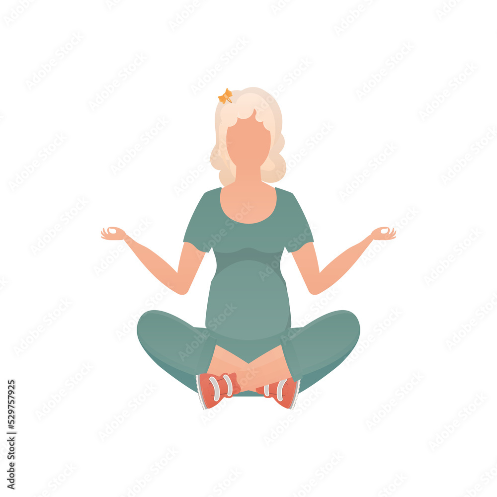 A woman sits in the lotus position. A woman sits in the lotus position.