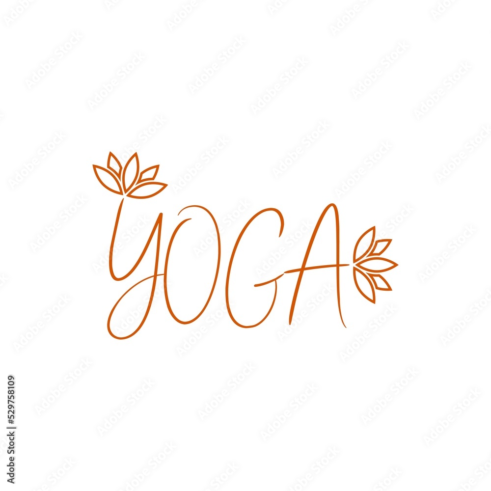 Words Yoga With Lotus icon isolated on white background