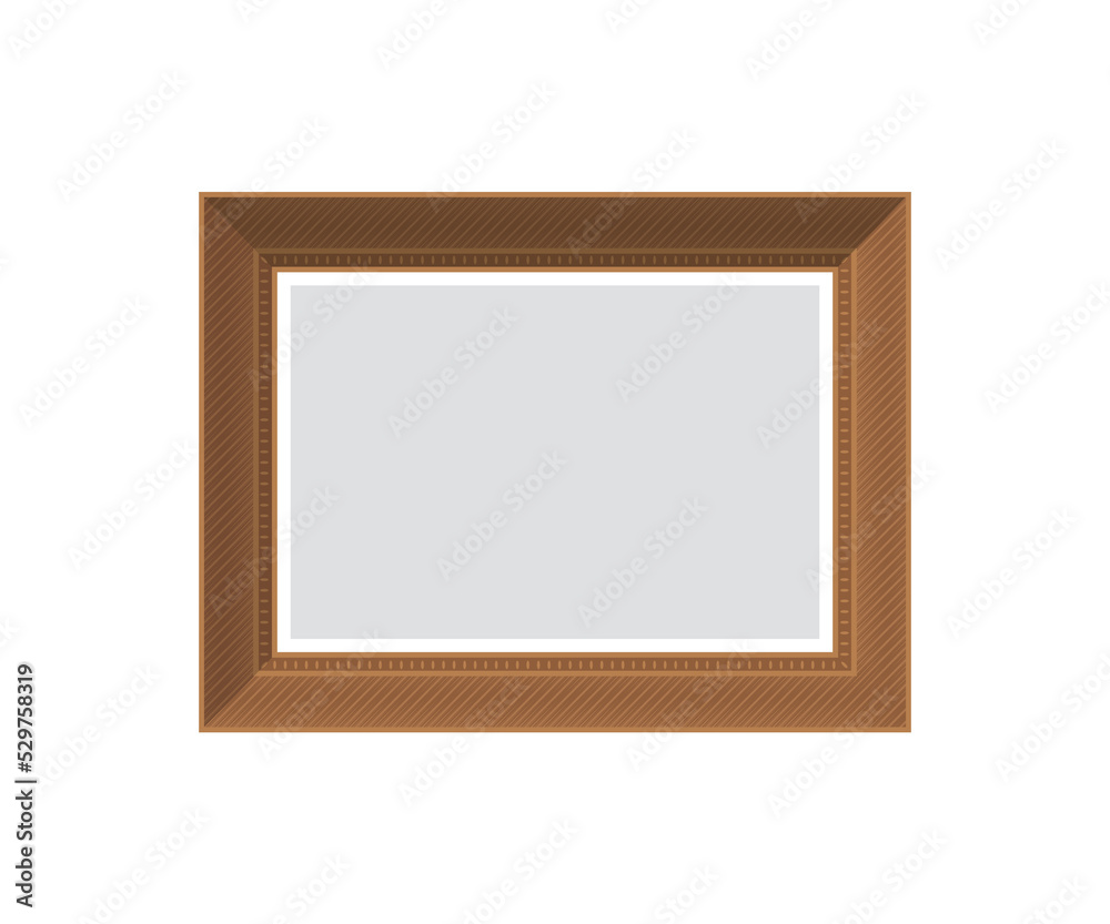 Brown empty picture frame. Flat style. Brown empty picture frame. Flat style.