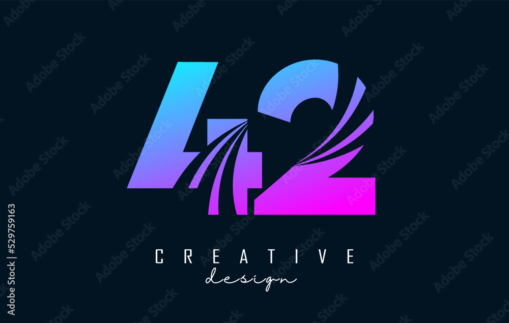Colorful Creative number 42 4 2 logo with leading lines and road concept design. Number with geometric design. Colorful Creative number 42 4 2 logo with leading lines and road concept design. Number with geometric design.