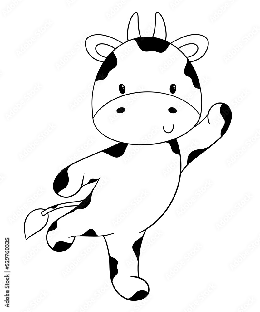 Cute cow outline Stock Illustration | Adobe Stock