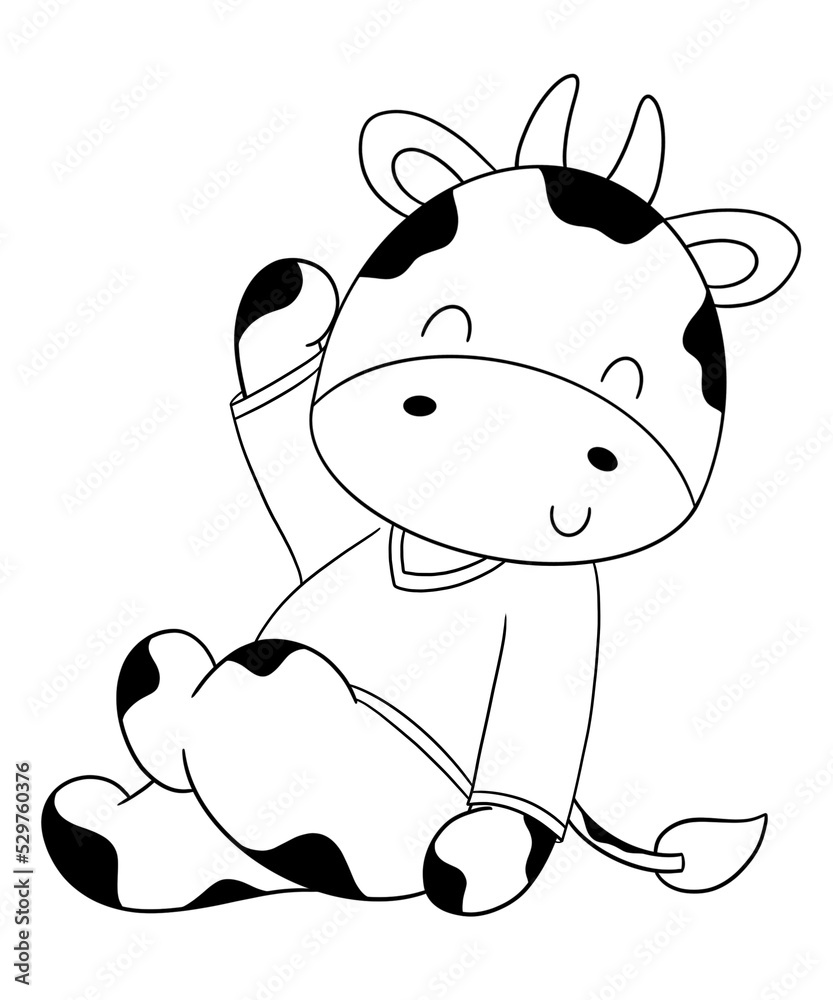 Cute cow outline Stock Illustration | Adobe Stock