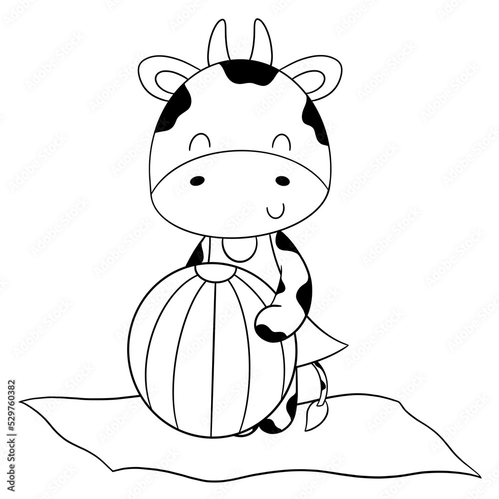 Cute cow outline Stock Illustration | Adobe Stock