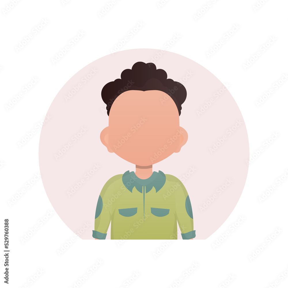 Avatar of a cute little boy.     in cartoon style.