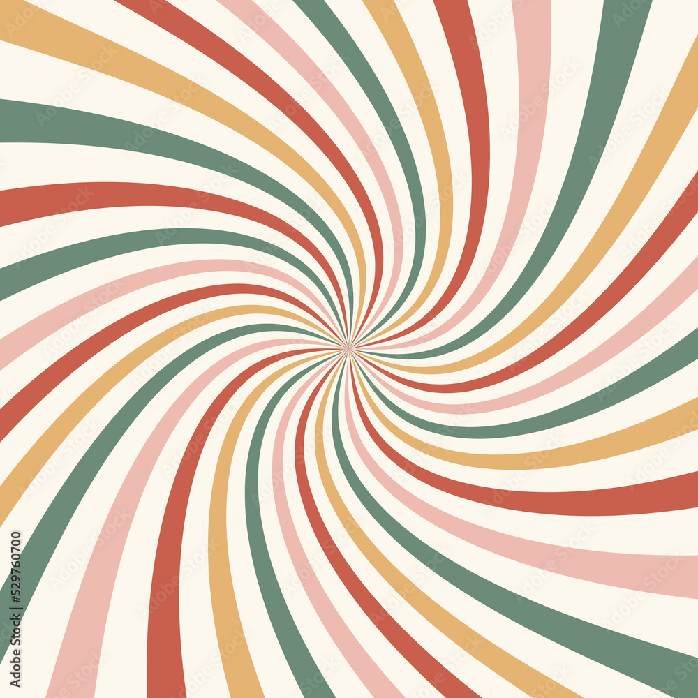 Hypnotic spiral Ray burst concentric stripes vector background. Merry Christmas sunburst surface design. Retro Groovy aesthetic radial rays backdrop.