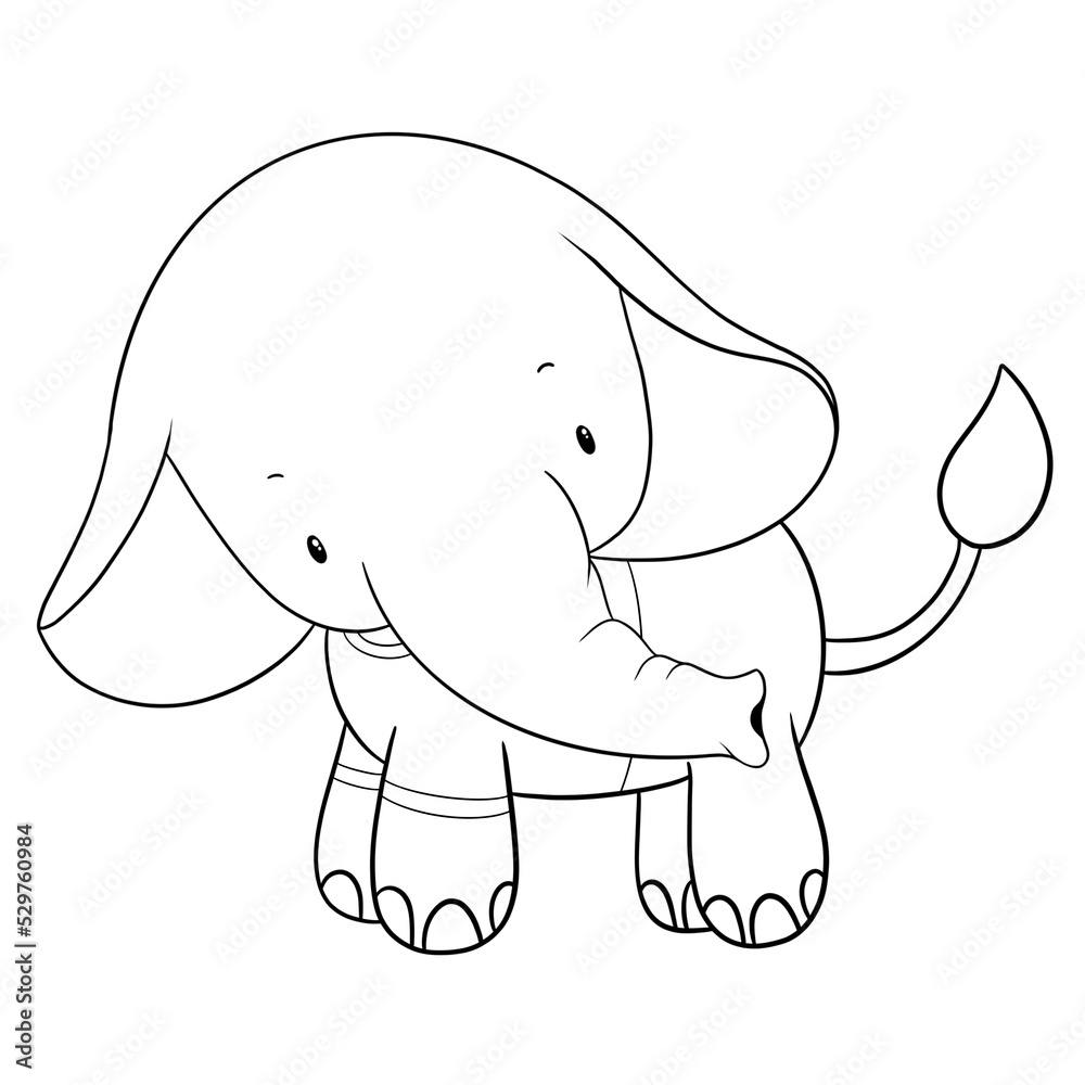 Fototapeta premium Cute elephant outline 