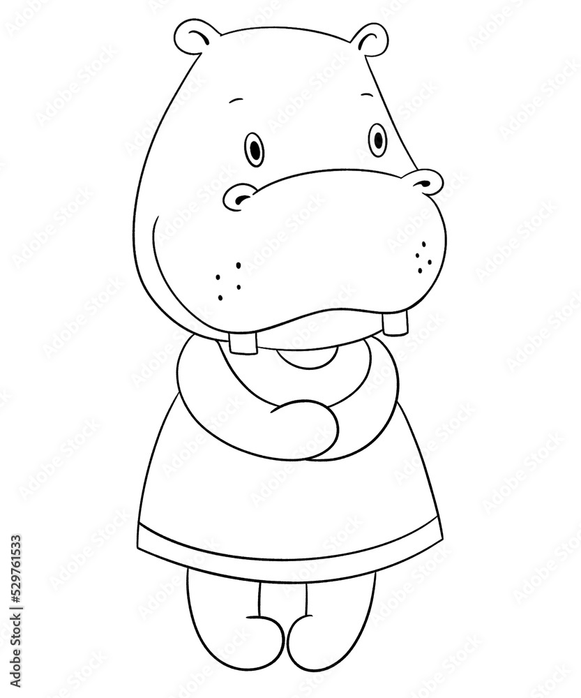 Cute hippo outline Cute hippo outline