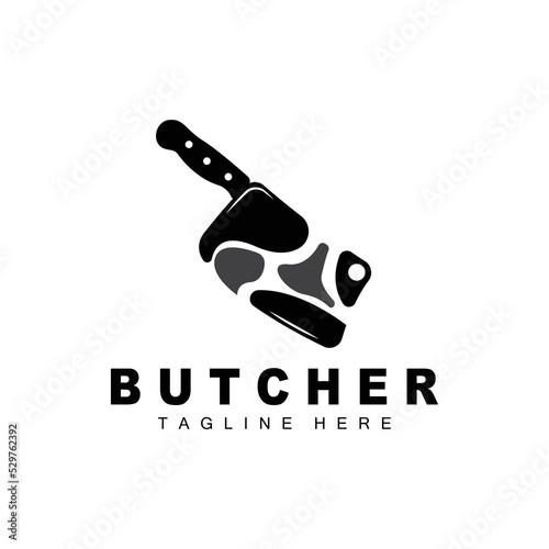 Butcher logo design, Knife Cutting Tool Vector Template, Product Brand Illustration