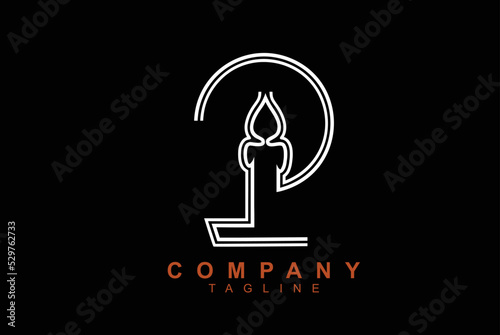 Fire candle logo. vector illustration
