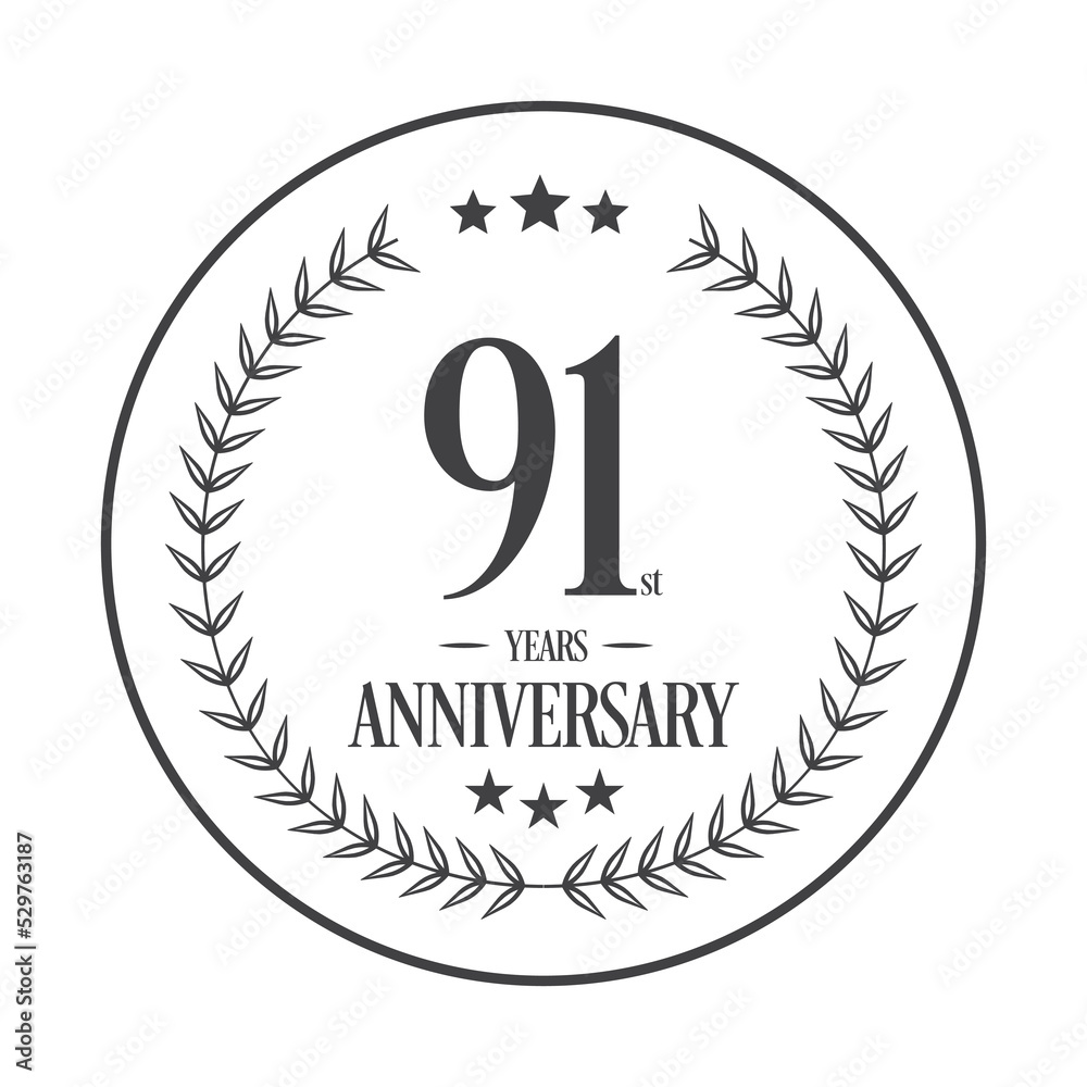 Luxury 91st years anniversary vector icon, logo. Graphic design element Luxury 91st years anniversary vector icon, logo. Graphic design element