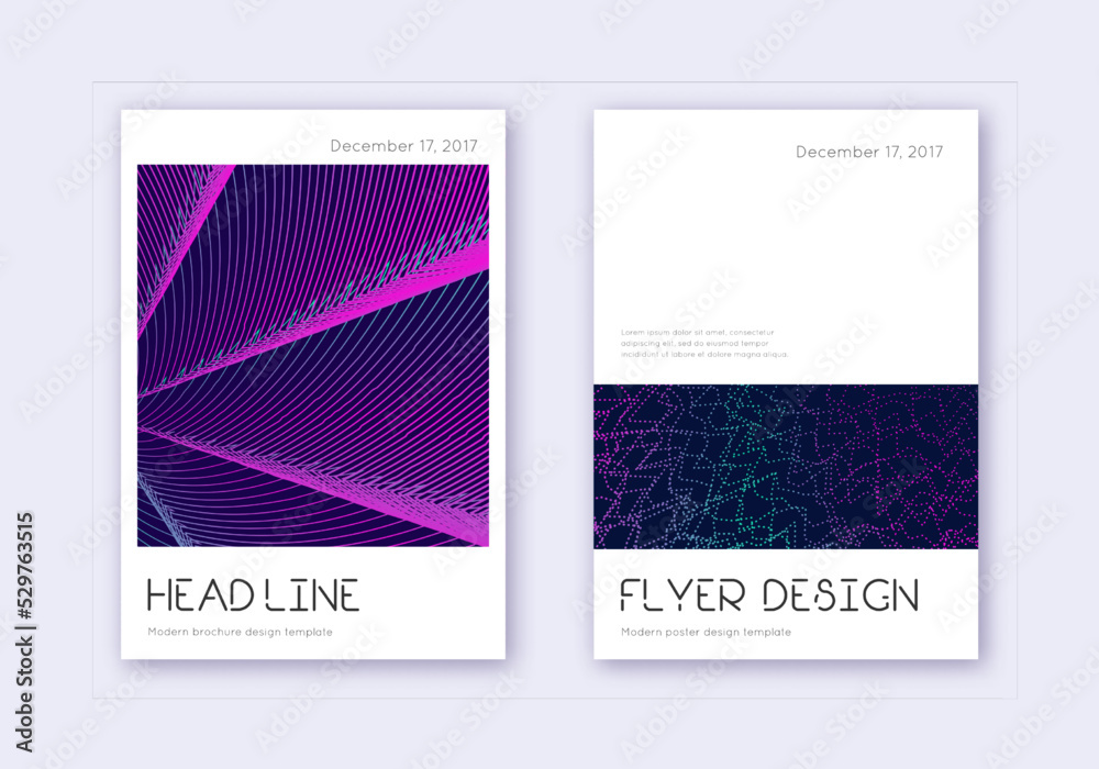 Fototapeta premium Minimal cover design template set. Neon abstract l