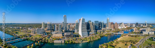 Cityscape and Colorado River against the blue sky in a panoramic view © Jason