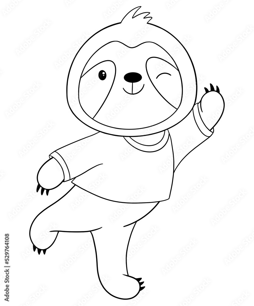 Fototapeta premium Cute sloth outline