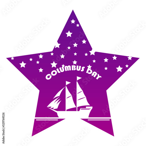 graphic design illustration of a sailing boat sailing at night with various stars. Can be used for Columbus Day or related products.