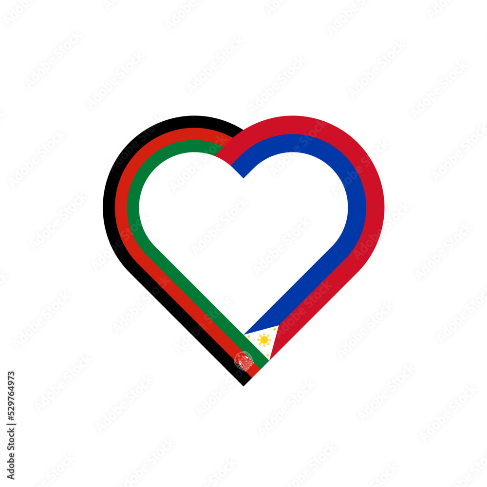friendship concept. heart ribbon icon of afghanistan and philippines flags. vector illustration isolated on white background